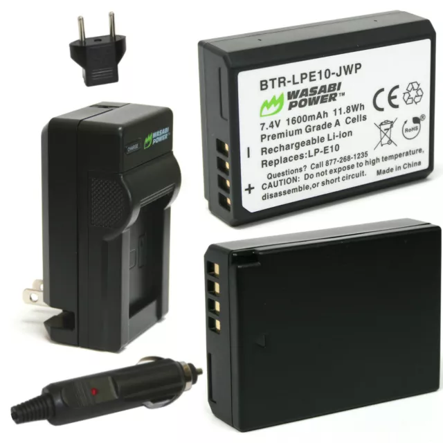 Wasabi Power Battery (2-Pack) and Charger for Canon LP-E10