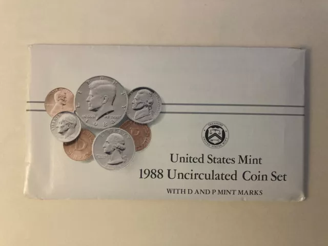 1988 United States Mint Uncirculated Coin Set with D and P Mint Marks