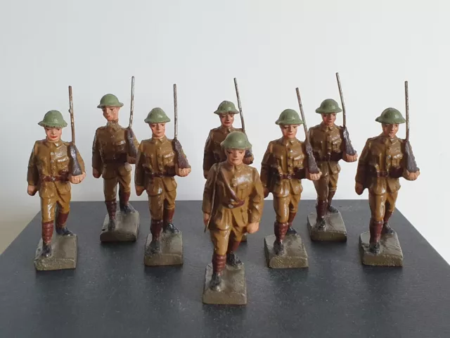 8 Elastolin Lineol Soldaten Offizier Marsch Engländer Militär WK Masse 6,50 cm