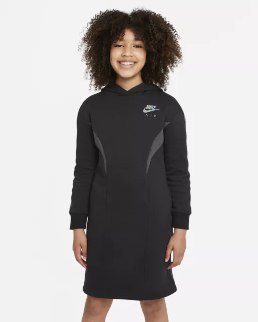 Nike Air Fleece Dress Girls Large 12-13yrs L Sportswear Junior Black Activewear