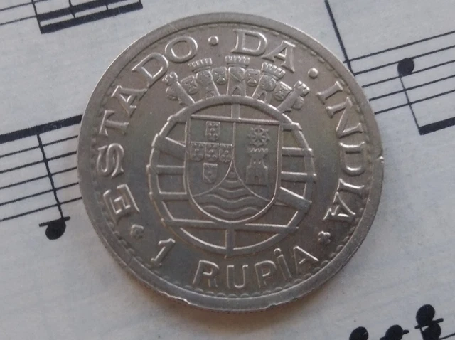 PORTUGUESE INDIA 1 Rupia 1947 KM27 Ag.500 1-yr type HIGH GRADE mtg. 900,000 RARE