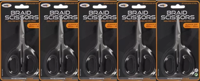 Five X Ultra Sharp Stainless Steel Braid Scissors Carp Coarse  Fishing