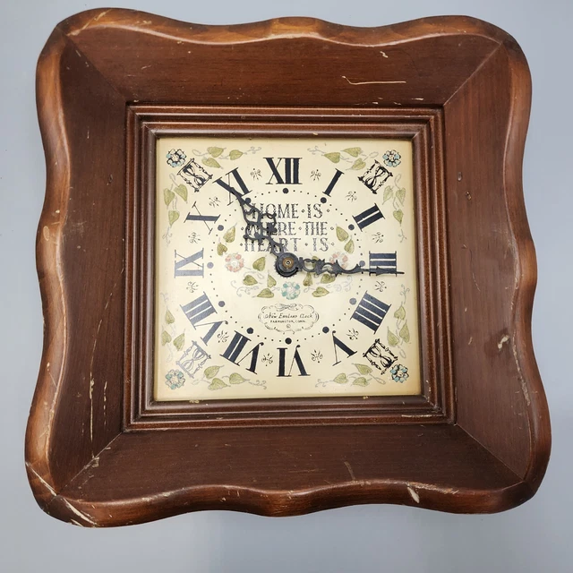 Vintage New England Clock Company Wall Clock Home Is Where The Heart Is 11"
