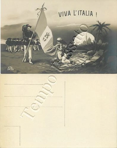 Colonie - Bersagliere con bandiera del Regno d'Italia