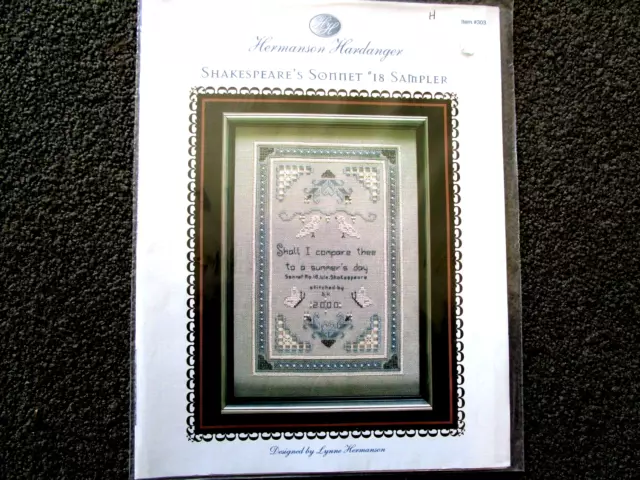 Muestreador de patrones de tabla de punto de cruz #18 Hermanson Hardanger Skakespeare