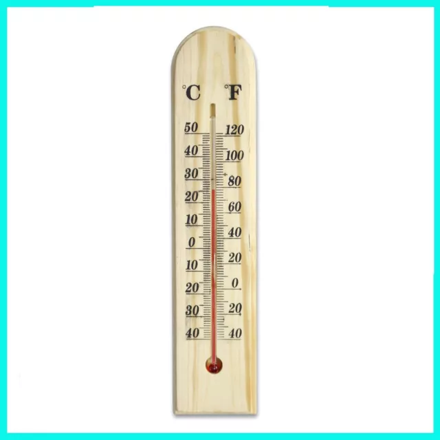 TERMOMETRO DA MURO In Legno Per Interno Esterno Misura Temperatura C° F°  Parete EUR 3,79 - PicClick IT