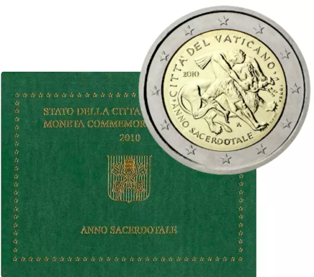 2 Euro 2010 coffret  folder BU -VATICAN - Annee du Sacerdoce  Year for Priests