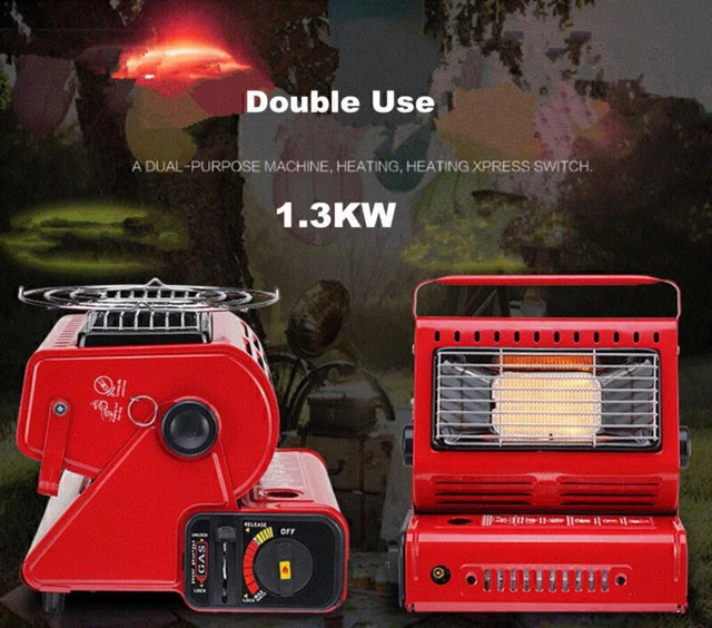 2in1 Tragbare Gasheizung Camping Butan Gas Kocher Keramik 1.3KW Dual-Zweck Herd