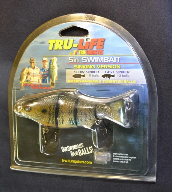 Rare Discontinued Tru-Tungsten Tru-Life 5" Swimbait with Tungsten Balls Bluegill