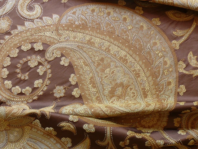 Pindler "Deandra"Silk Lampas Lg Paisley Gold Copper "Sumatra" Bty Msrp$270/Y!