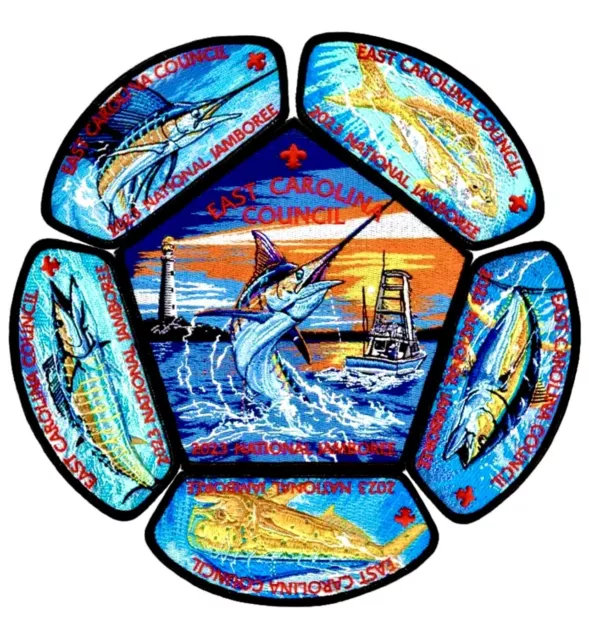 Bsa East Carolina Nc Sc Oa Croatan 117 2023 Jamboree Csp Jsp 6-Patch Guy Harvey!