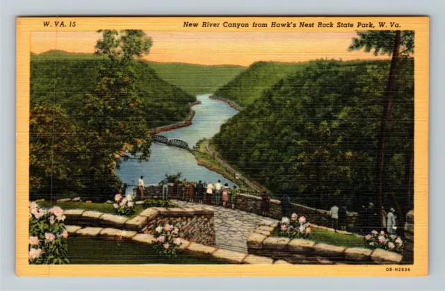 Hawk's Nest Rock State Park WV-West Virginia, New River Canyon, Vintage Postcard