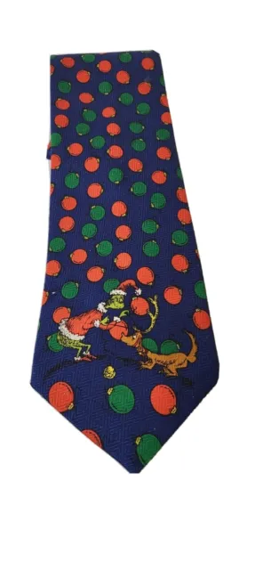 HOW THE GRINCH STOLE CHRISTMAS Grinch Santa & Max  Ornaments Men's Tie