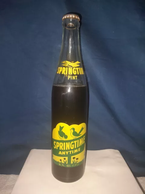 Springtime Anytime Beverages Glass Pint Full Soda Bottle Sheboygan, Wisconsin