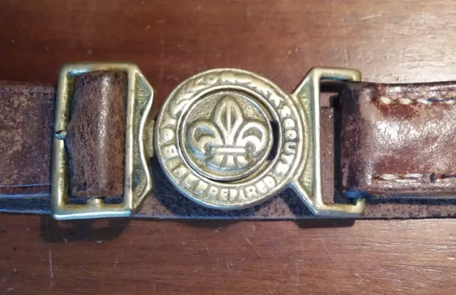 Vintage Boy Scout leather belt, unknown origin