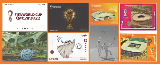 RARE, All 8 Official Mint Postcards, QATAR 2022 FIFA World Cup Soccer Football