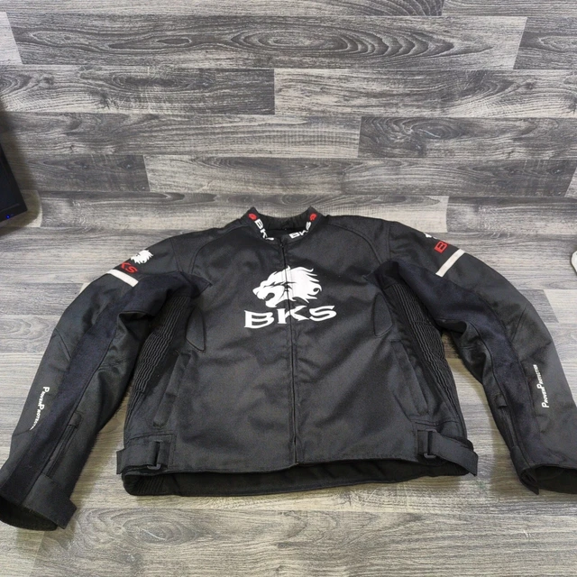 BKS Tiger Jacket Black White Motorcycle Jacket Large (L) Reissa With Padding