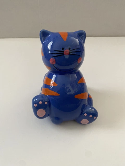 Blue & Orange Striped Ceramic Saving Bank