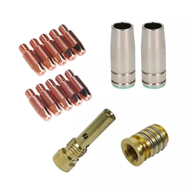 MB25 MIG WELDING CONSUMABLES KIT TORCH CONTACT TIPS NOZZLE GAS SHROUD 25AK 14pc