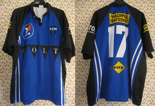 Maillot De Rugby Boulou Sportif Fighting Spirit Leclerc - Bleu, Taille XL, Dédicacé Et Porté