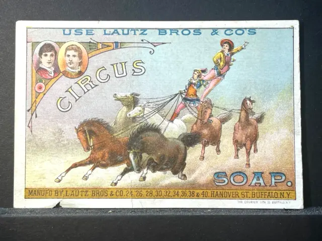 Rare Buffalo New York Lautz Bros Soap Victorian Trade Card - Circus Theme