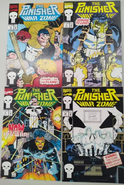 The Punisher War Zone #4,5,6,12 Marvel 1992 Comic BOoks
