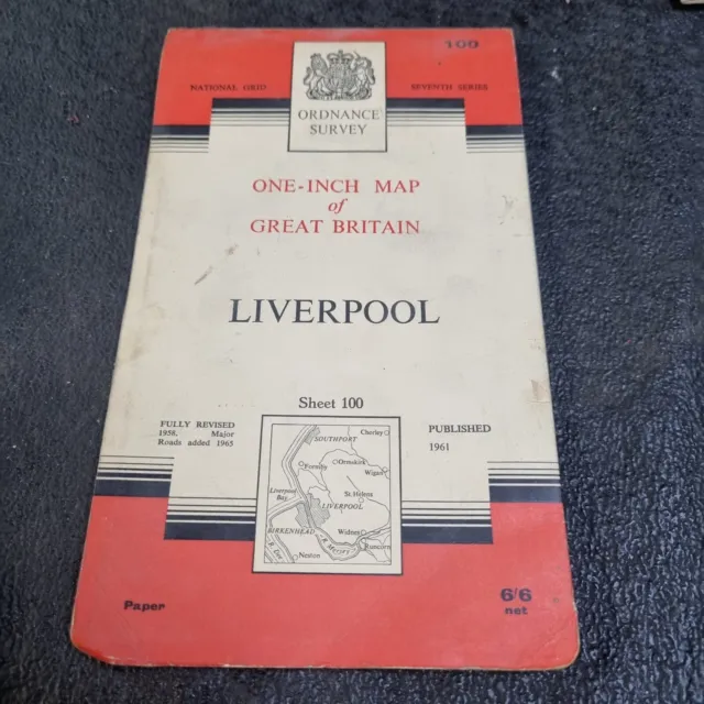 Liverpool ordnance survey vintage seventh series one inch map 1961 sheet 100
