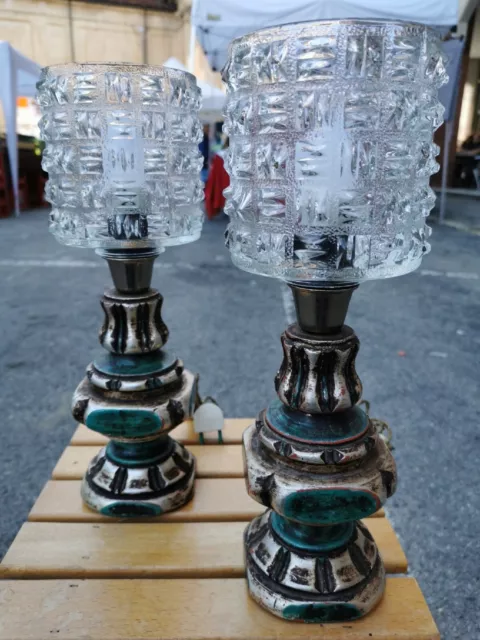 Coppia di lampade abat jour vintage