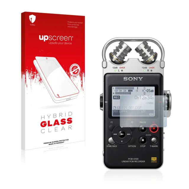 upscreen Glas Panzerfolie für Sony PCM D100 Display Schutz Glas Folie 9H klar