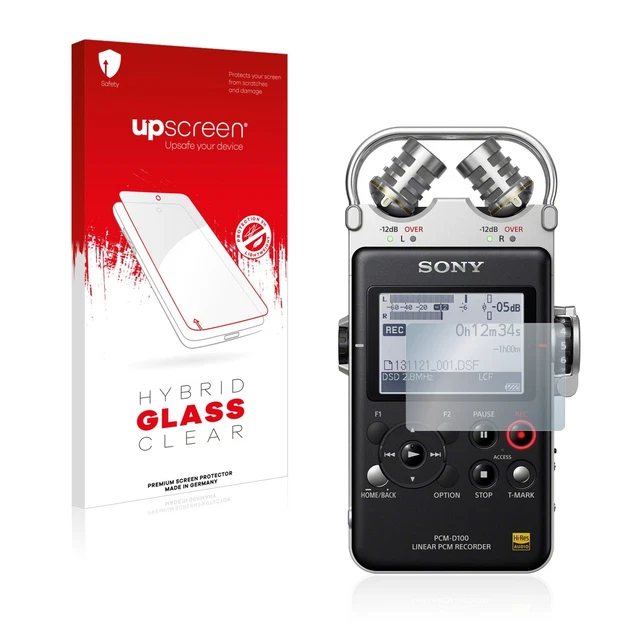 upscreen Glas Panzerfolie für Sony PCM D100 Display Schutz Glas Folie 9H klar