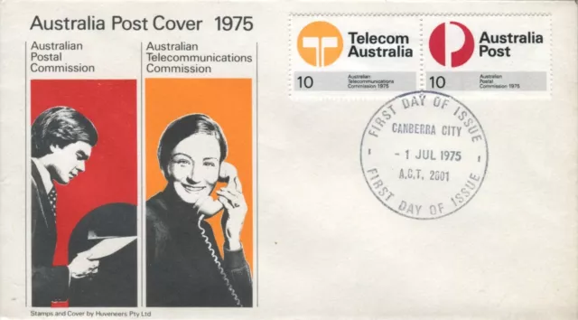 1975 Australian Stamps - Division of Aust Post & Telecommunications FDC