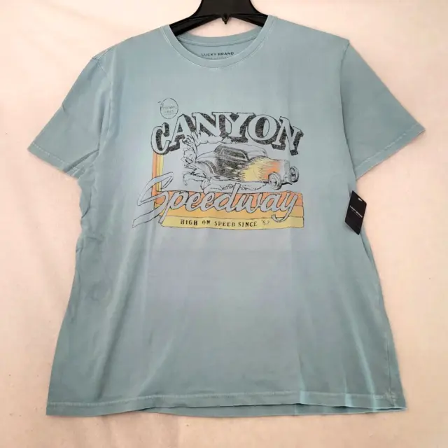 Lucky Brand SHIRT ADULT CANYON SPEEDWAY XL EXTRA LARGE BLUE GREEN Mens CAR NWT