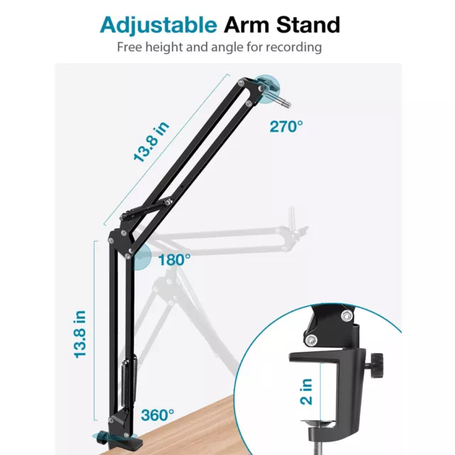 Clip Studio Broadcast Mic Desktop Desk Boom Scissor Arm Holder Microphone Stand 3