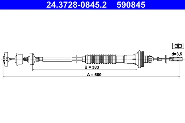 Fune frizione ATE cavo frizione 24.3728-0845.2 per 206 PEUGEOT CC SW 2A 2E furgone 2D