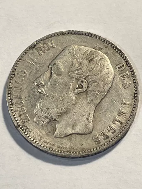 Monnaie Belgique 5 Francs 1874 Léopold  II Argent (109-50/8)