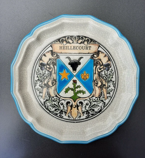 Assiette héraldique blason Heillecourt Emaux de Longwy Lorraine