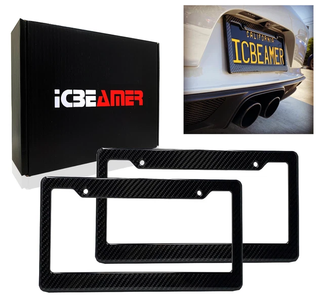 JDM 2 pcs Black Carbon Fiber Sun Water Weather Proof License Plate Fame S99