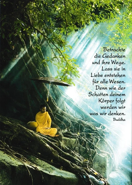 Buddhistische Postkarte "Betrachte die Gedanken und ihre Wege. Lass sie in ..."