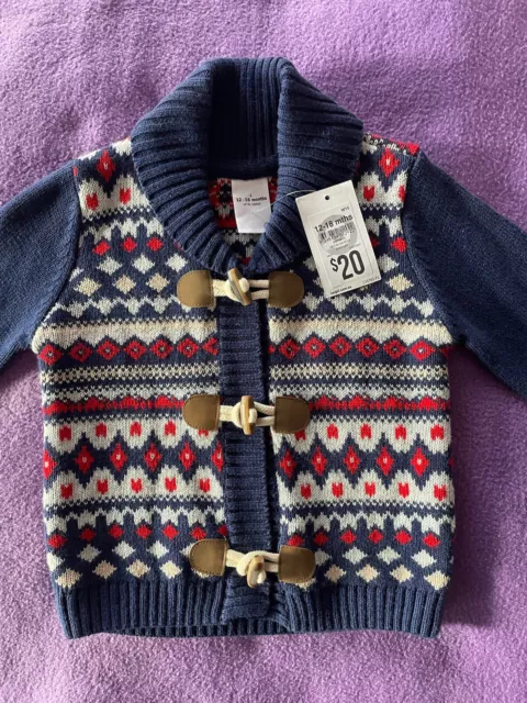 Target Baby Boys Size 1 Cardigan Button Toggle . Brand New With Tag.