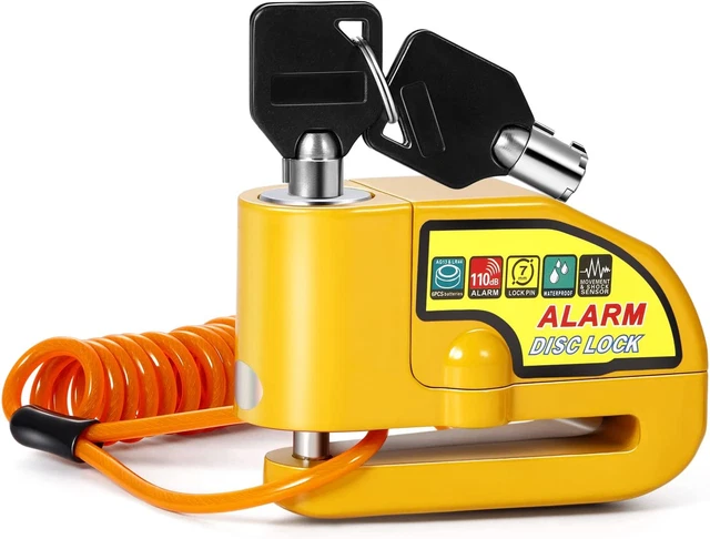 Bloccadisco Moto, Antifurto Moto Lucchetto Moto Con Allarme 110DB,  Blocca Disco