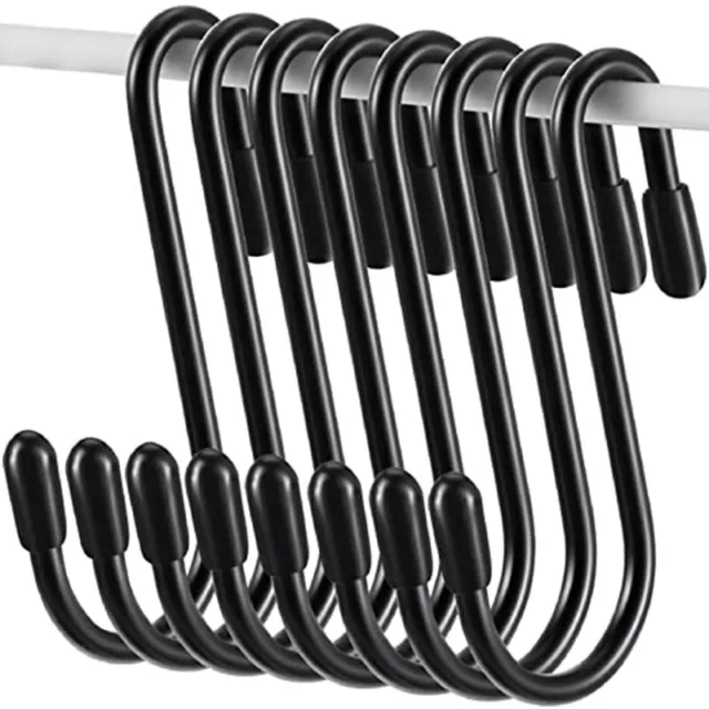 10/20/30/50Pcs Black S-Shaped Hooks Hanging Heavy Duty S Hooks Hanger Home Decor