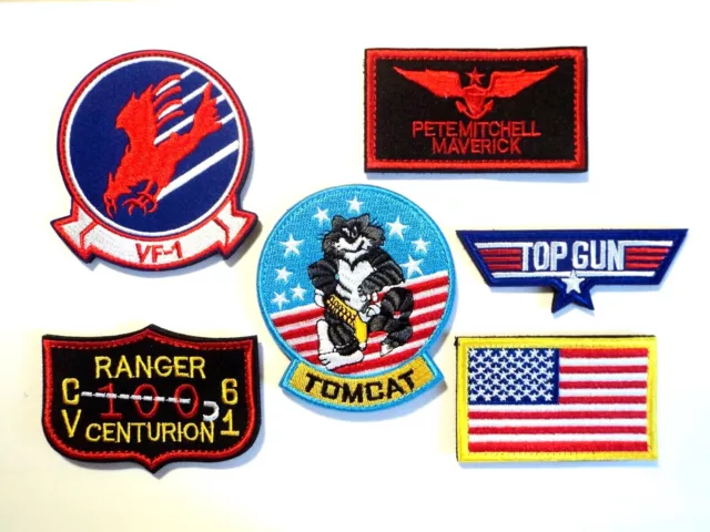 1x Top Gun Patches Embroidered Cloth Badge Applique Iron Sew On Tomcat VF-1