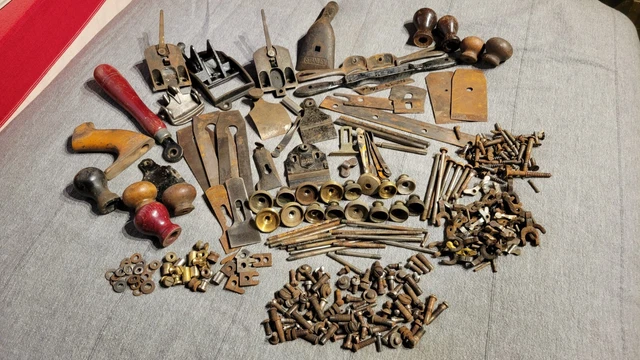 Large Lot of Vintage HAND PLANE PARTS - Stanley, Millers Falls, OVB, Etc.