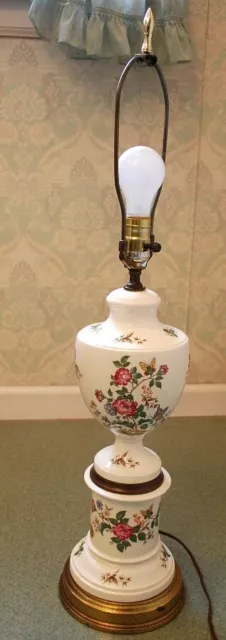 Vtg WEDGWOOD Urn Table Lamp CHARNWOOD Bone China Brass England 31.5" Floral RARE