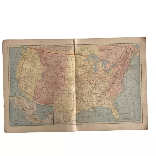 1883 Antique Railway Map North America United States Canada Mexico Railroad Map