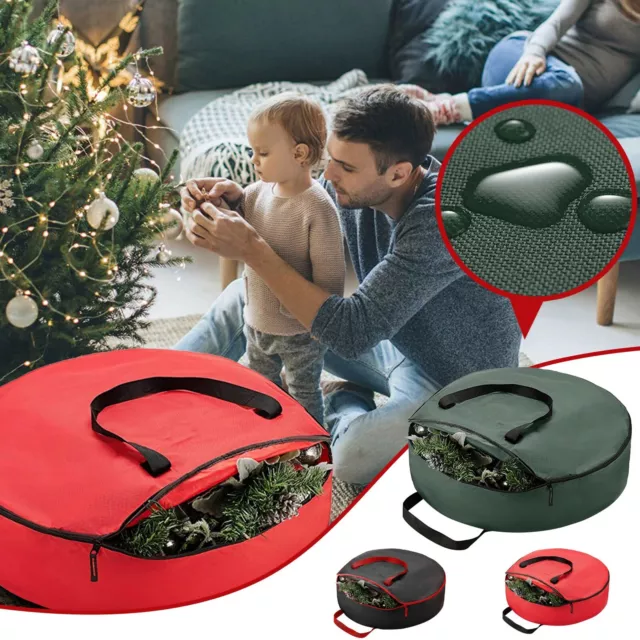 Christmas Wreath Storage Bag Hard Shell Duel Zipper and Handle Storage Container