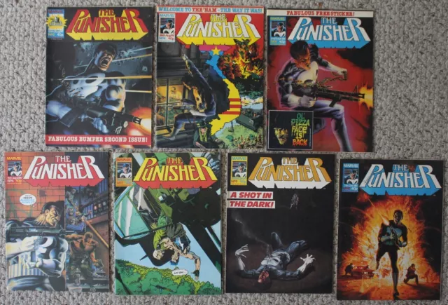 PUNISHER #2, 4-10 Marvel Comics UK British Magazines 1989 New Covers NAM Scarce