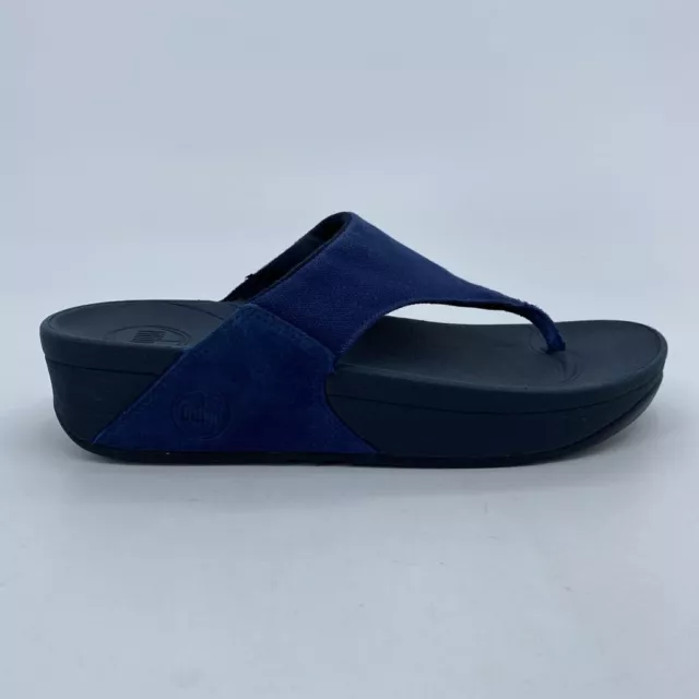 Fitflop Womens Shuv Platform Wedge Sandals Blue Suede Open Toe Mid Heel Solid 8