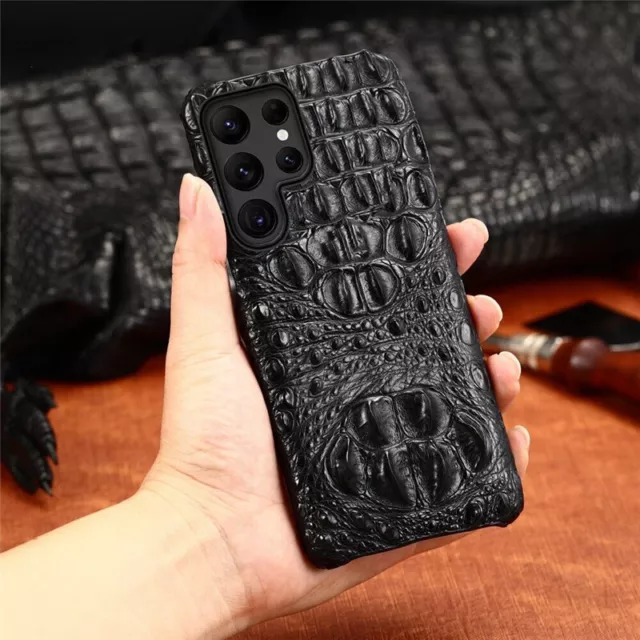 Genuine Crocodile Leather Case for Samsung Galaxy S24 Ultra S23 Alligator Cover