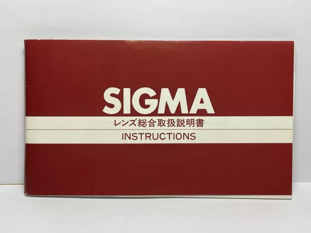 Brochure/Booklet/Notice en Anglais/Japonais -Objectifs SIGMA Lenses Instructions